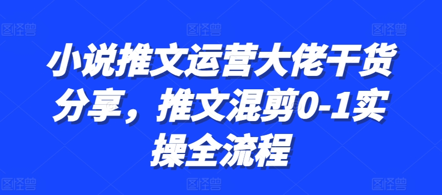 小说推文运营与混剪实操全流程指南-无双副业