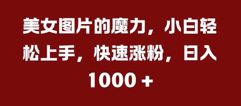 美女图片助力抖音涨粉变现，小白轻松上手日入几张-无双副业