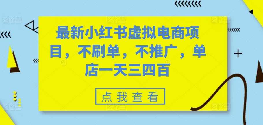 小红书虚拟电商项目运营指南，低成本高收益-无双副业
