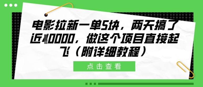 电影拉新项目两天收益近万元，详细教程揭秘-无双副业