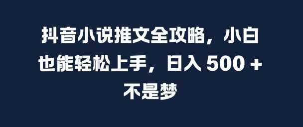 抖音小说推文全攻略，小白轻松上手日入500+-无双副业