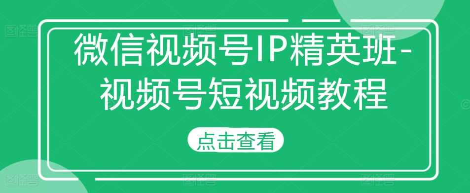微信视频号IP精英班-短视频制作与运营全攻略-无双副业