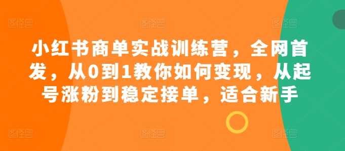 小红书商单变现实战训练营，从起号涨粉到稳定接单全攻略-无双副业