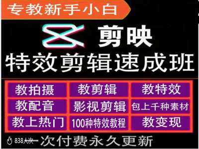 剪映特效教程与运营变现速成班，新手小白快速上手-无双副业