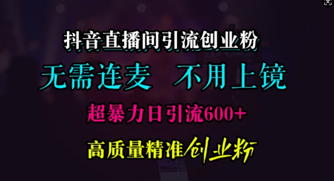 抖音直播间高效引流创业粉，日引600+精准用户-无双副业