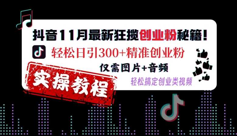 抖音创业粉引流秘籍：图片+音频轻松日引300+精准粉-无双副业
