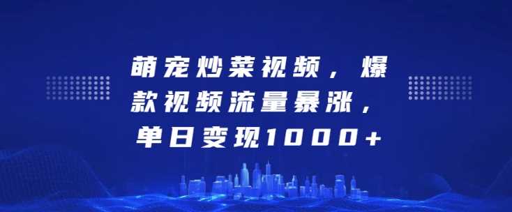萌宠炒菜视频制作与变现全攻略-无双副业