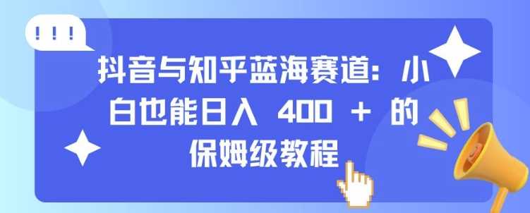 抖音与知乎蓝海赛道：小白日入400的保姆级教程-无双副业