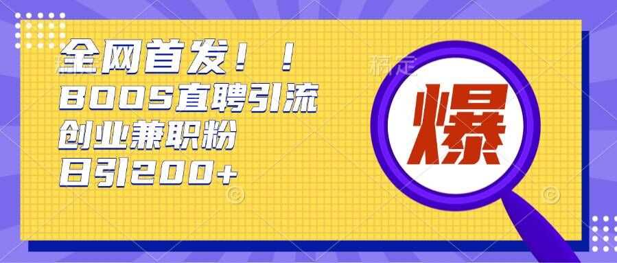 Boss直聘轻松获取200+创业粉丝的实用技巧-无双副业