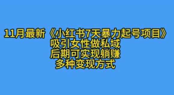 小红书7天快速起号项目，专注女性私域运营-无双副业
