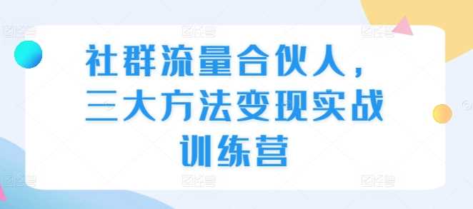 社群流量合伙人变现实战训练营，三大方法助你成功-无双副业