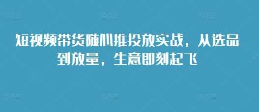 短视频带货投放实战：从选品到放量提升销量-无双副业