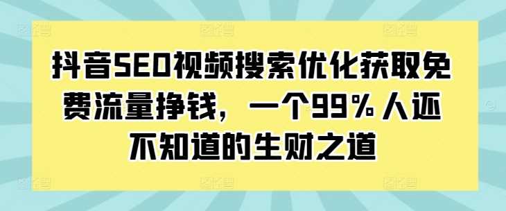 抖音SEO视频搜索优化获取免费流量的生财之道-无双副业