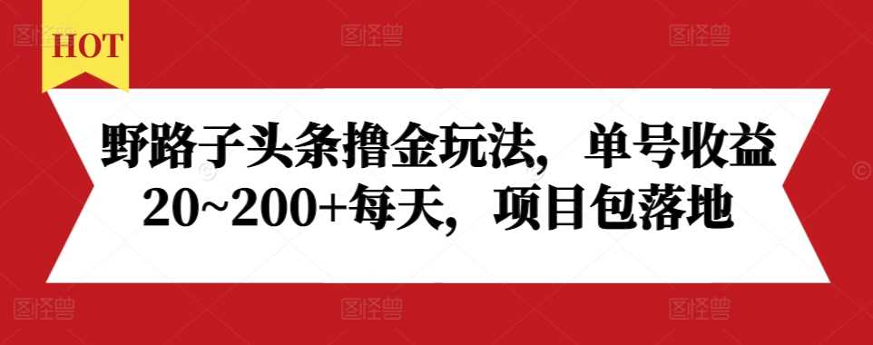 头条高效撸金玩法，单号日收益20~200+，项目快速落地-无双副业