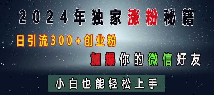 2024年独家涨粉秘籍，日引流300+创业粉，小白轻松上手-无双副业