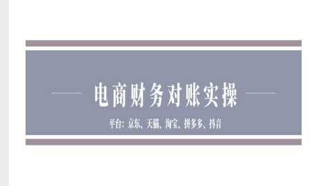 京东天猫淘宝拼多多抖音电商财务对账实操指南-无双副业