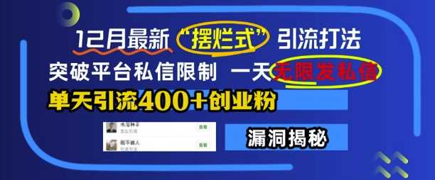 突破平台私信限制的“摆烂式”引流方法，单天引流400+创业粉-无双副业