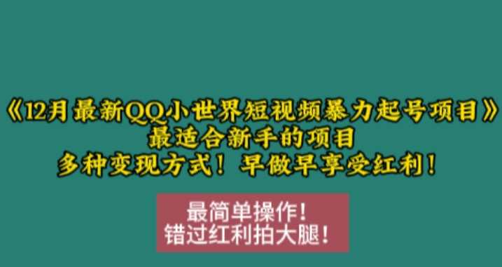 QQ小世界短视频新手起号与变现全攻略-无双副业