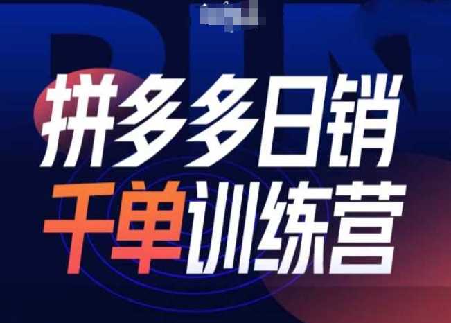 拼多多微付费带免费流量玩法实战训练营-无双副业