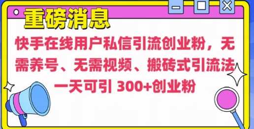 快手创业粉引流新方法，无需养号视频，高效搬砖式技巧-无双副业