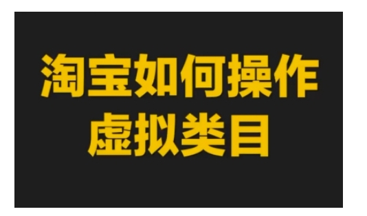 淘宝虚拟类目操作与运营全攻略-无双副业