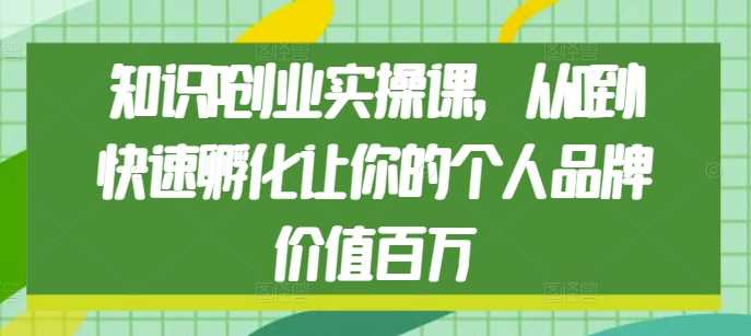 从0到1快速孵化个人品牌，实现知识IP创业成功-无双副业