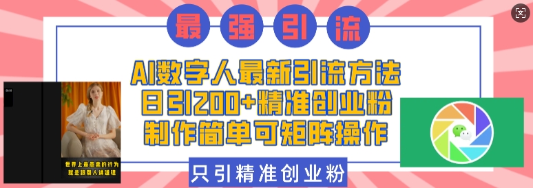 AI数字人引流创业粉，简单制作可矩阵操作-无双副业
