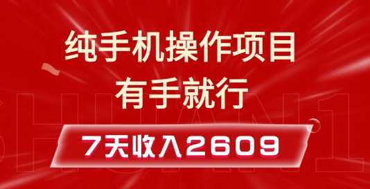 纯手机操作小项目7天收入2609元实操教程-无双副业