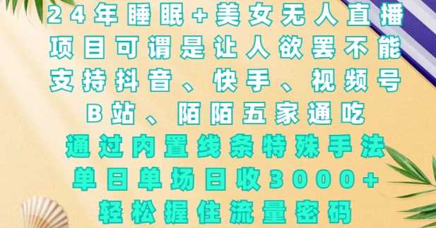 2024年睡眠与美女无人直播，内置线条手法日收3k+，轻松掌握流量密码-无双副业
