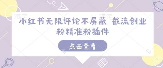 小红书评论插件助力精准截流创业粉-无双副业
