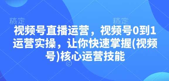 视频号直播运营实操指南，快速掌握核心技能-无双副业