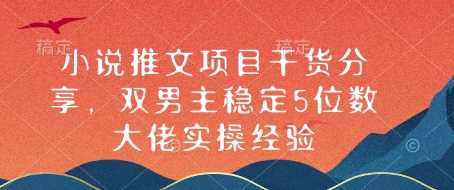 双男主小说推文项目实操经验分享，月入5位数秘诀-无双副业