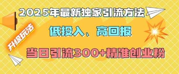2025年最新独家引流方法，低投入高回报当日引流300+精准创业粉-无双副业