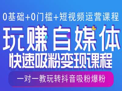 短视频运营课程：零基础玩转自媒体吸粉变现-无双副业