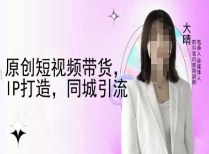 大晴自媒体教程：原创短视频带货与IP打造实战指南-无双副业
