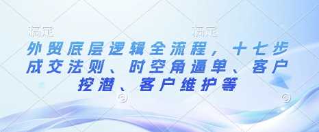 外贸全流程成交法则与客户维护策略-无双副业