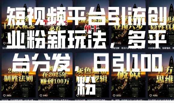 短视频平台创业粉引流新策略，多平台分发高效获客-无双副业