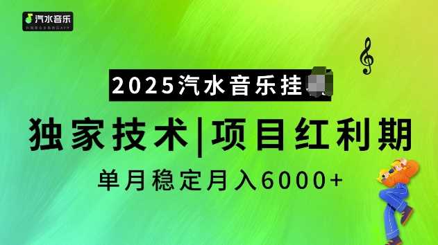 2025汽水音乐挂机项目，独家技术稳定月入6000+-无双副业