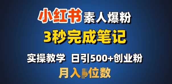 小红书素人笔记爆粉技巧，轻松日引500+实现月入过万-无双副业