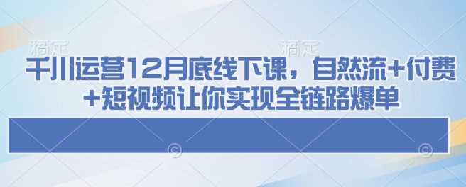 千川运营线下课：自然流+付费+短视频全链路爆单策略-无双副业