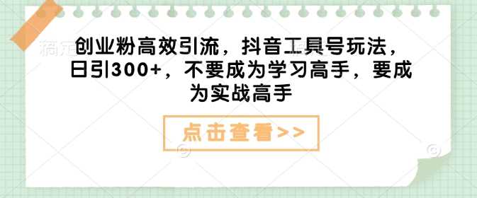 抖音工具号高效引流创业粉实战技巧-无双副业