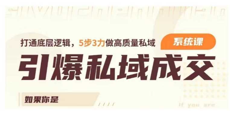 引爆私域成交力：5步3力打造高质量私域运营-无双副业