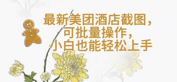 轻云美团酒店截图批量操作，新手快速上手指南-无双副业