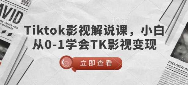TikTok影视解说变现全攻略，从入门到精通-无双副业