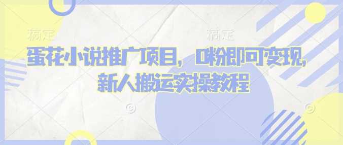 蛋花小说推文项目：0粉变现与新人搬运教程-无双副业