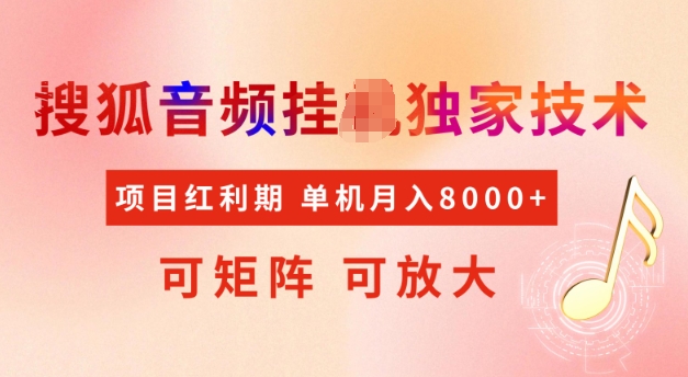 搜狐音频挂机项目揭秘，稳定月入5k，可矩阵放大-无双副业