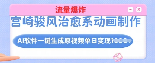AI软件一键生成宫崎骏风动画，轻松实现流量变现-无双副业