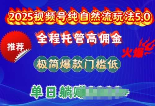 视频号纯自然流玩法5.0：高佣金低门槛的电商新机遇-无双副业
