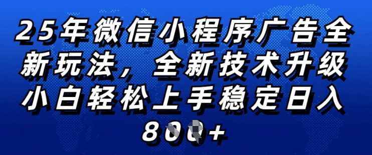 2025年微信小程序挂机项目，轻松日入900+，新手友好-无双副业