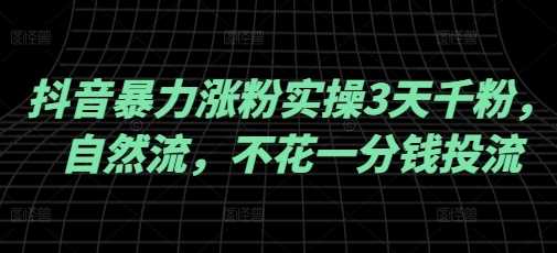 抖音自然流涨粉实操：3天千粉不花钱，经验分享-无双副业